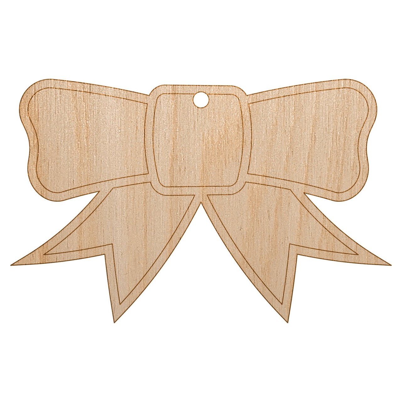 Bow Ribbon Outline Unfinished Craft Wood Holiday Christmas Tree DIY Pre-Drilled Ornament